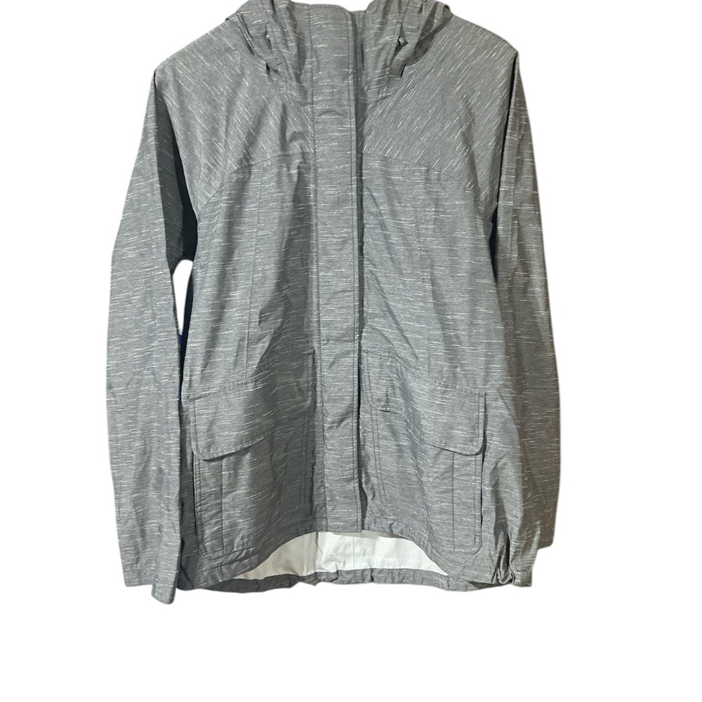 Prana Gray Hooded Raincoat with Water-Resistant Fabric